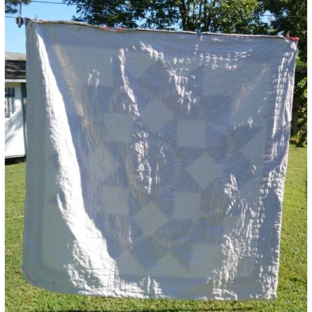 VTG Quilt Hand Stitched Handmade Bedspread 77" X 75" Full Queen - Picture 6 of 10